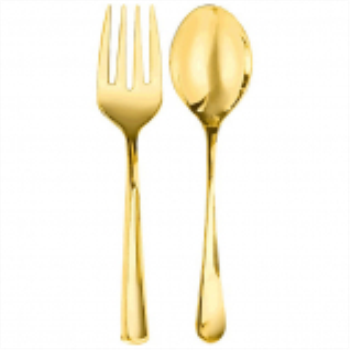 Image de GOLD SERVING SPOON AND FORK
