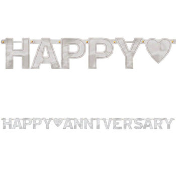 Picture of HAPPY ANNIVERSARY LARGE LETTER BANNER - SILVER
