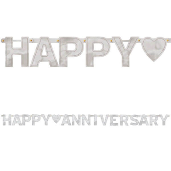 Image de HAPPY ANNIVERSARY LARGE LETTER BANNER - SILVER