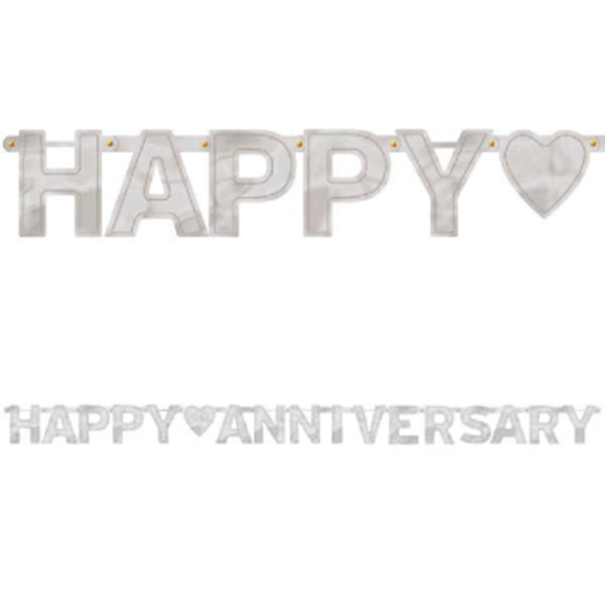 Image sur HAPPY ANNIVERSARY LARGE LETTER BANNER - SILVER