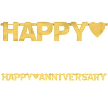 Image de HAPPY ANNIVERSARY LARGE LETTER BANNER - GOLD