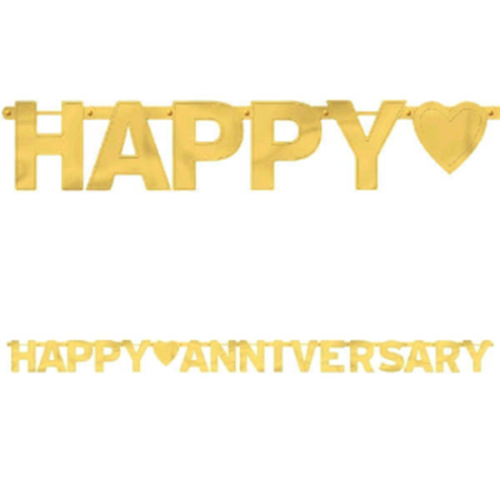 Image sur HAPPY ANNIVERSARY LARGE LETTER BANNER - GOLD