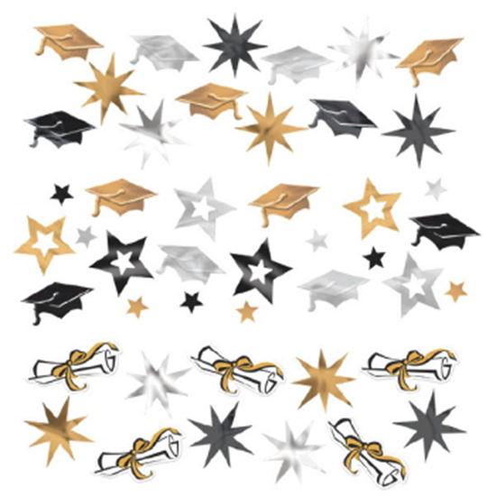 Picture of DECOR - GRAD CONFETTI - BLACK/SILVER/GOLD