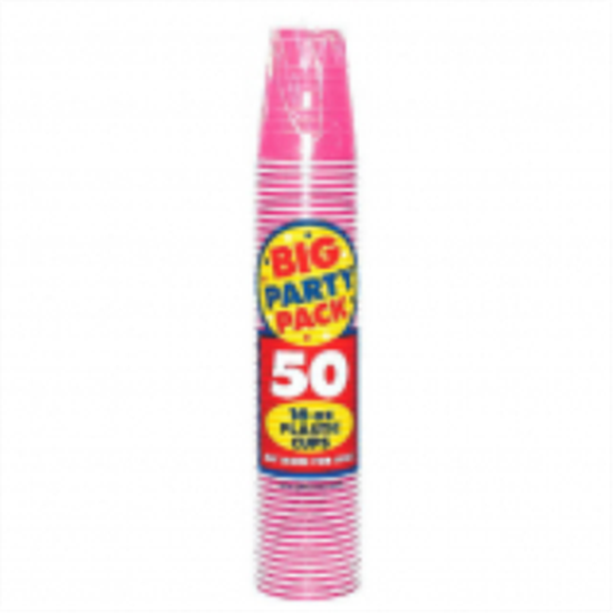 Picture of BRIGHT PINK 16oz PLASTIC CUPS - BIG PARTY PACK