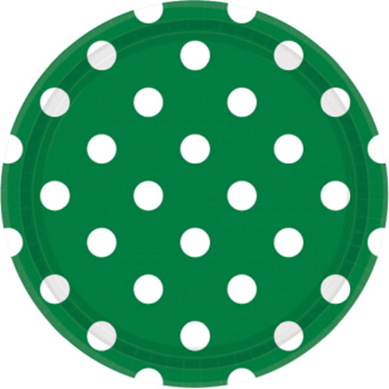 Picture of GREEN DOTS 9" PLATES