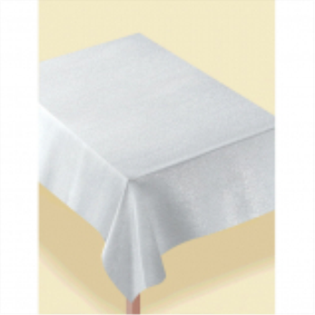 Image de WHITE/SILVER METALLIC TABLE COVER - 60" X 104" CLOTH