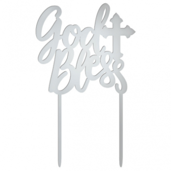 Picture of DECOR - GOD BLESS MIRRORED CAKE TOPPER