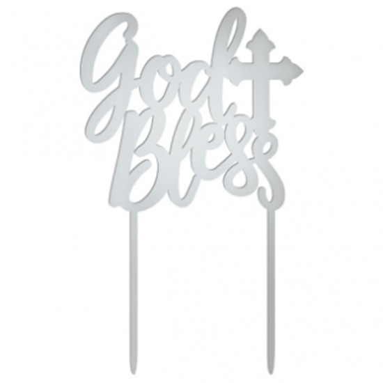 Picture of DECOR - GOD BLESS MIRRORED CAKE TOPPER