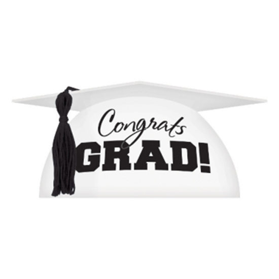 Image sur DECOR - CONGRATS GRAD PLASTIC WHITE CAKE TOPPER