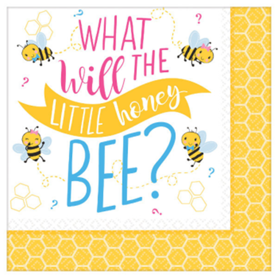 Image sur GENDER REVEAL - WHAT WILL IT BEE? LUNCHEON NAPKINS