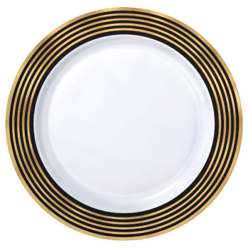 Image de GOLD STRIPE 10" PLASTIC PLATES 10CT