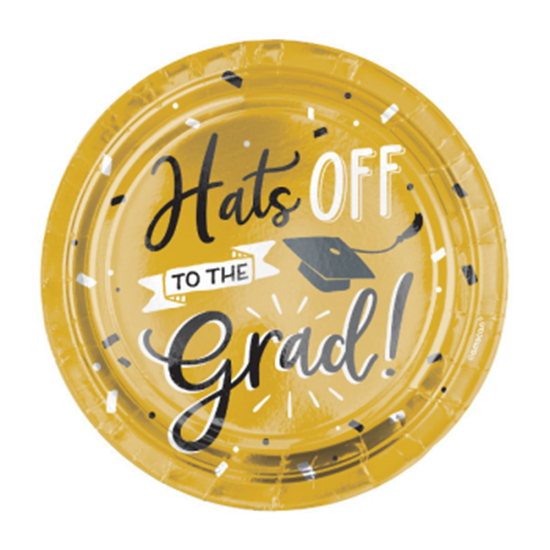 Picture of TABLEWARE - HATS OFF GRAD  7" METALLIC PLATES