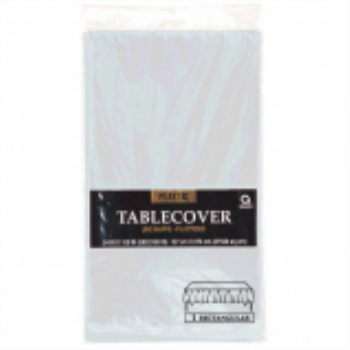 Picture of SILVER PLASTIC TABLE COVER 54 X 108      