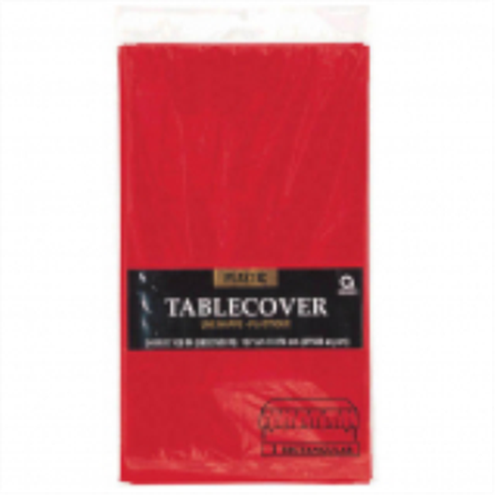 Image sur RED PLASTIC TABLE COVER 54 X 108   