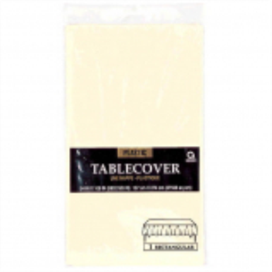 Image sur IVORY PLASTIC TABLE COVER 54 X 108 