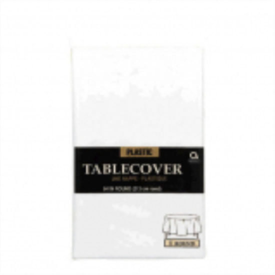 Image sur WHITE ROUND TABLE COVER 84"