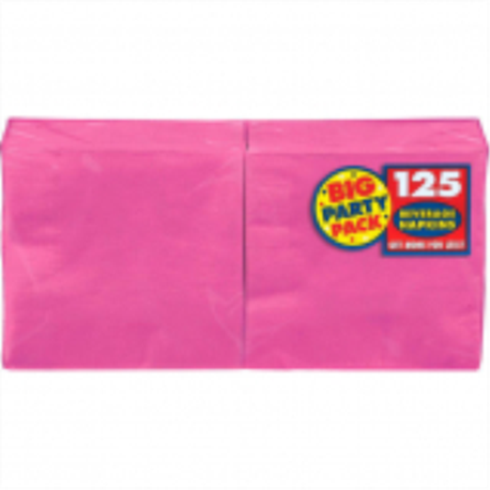 Image sur BRIGHT PINK BEVERAGE NAPKINS - BIG PARTY PACK    