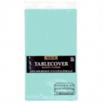 Image de ROBIN'S EGG BLUE PLASTIC TABLE COVER 54 X 108  