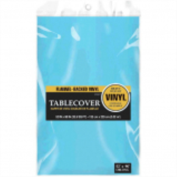 Image de CARIBBEAN BLUE FLANNEL BACKED VINYL TABLE COVER 52 X 90IN