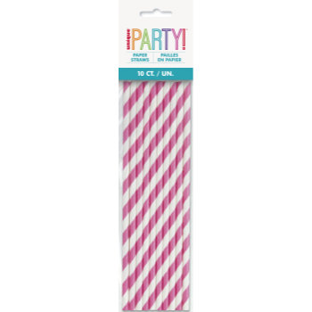 Image de BRIGHT PINK STRIPE PAPER STRAWS