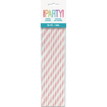 Picture of PINK STRIPE PAPER STRAWS 