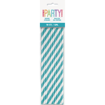 Image de ROBIN'S EGG STRIPE PAPER STRAWS