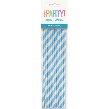 Picture of PASTEL BLUE STRIPE PAPER STRAWS