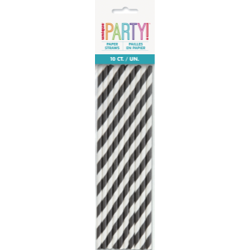 Image de BLACK STRIPE PAPER STRAWS 