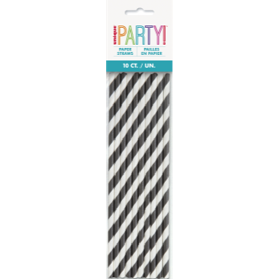 Image sur BLACK STRIPE PAPER STRAWS 