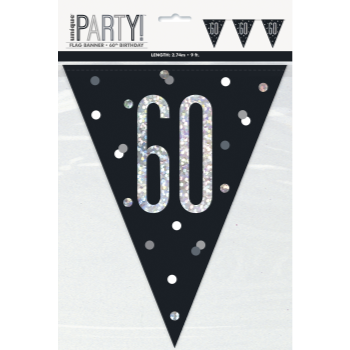 Picture of 60th - GLITZY BLACK 60th FLAG BANNER - 9FT