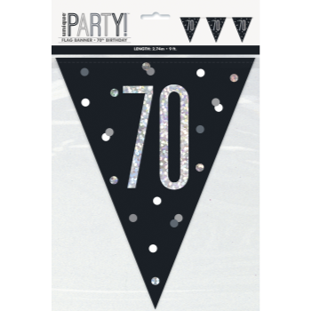 Picture of 70th - GLITZY BLACK 70th FLAG BANNER - 9FT