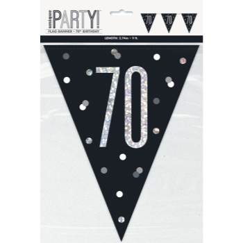 Image de 70th - GLITZY BLACK 70th FLAG BANNER - 9FT