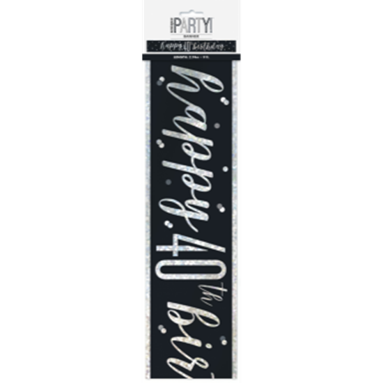 Picture of 40th GLITZ BLACK PRISMATIC BANNER - 9FT