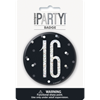 Image sur 16th -3" GLITZ BLACK 16th BIRTHDAY BADGE