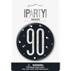 Image sur 90th - 3" GLITZ BLACK 90th  BIRTHDAY BADGE