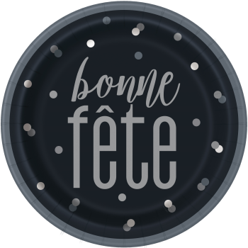 Image de BONNE FÊTE GLITZ BLACK AND SILVER - 9" PLATES