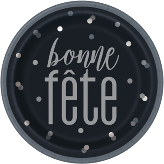 Picture of BONNE FÊTE GLITZ BLACK AND SILVER - 9" PLATES