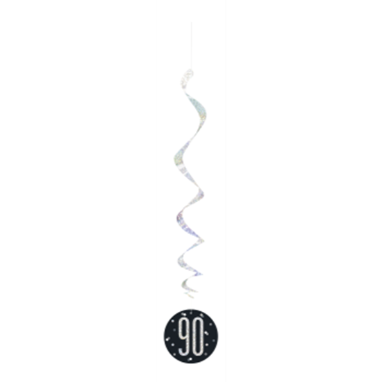 Image sur 90th - GLITZ BLACK 90th HANGING SWIRLS
