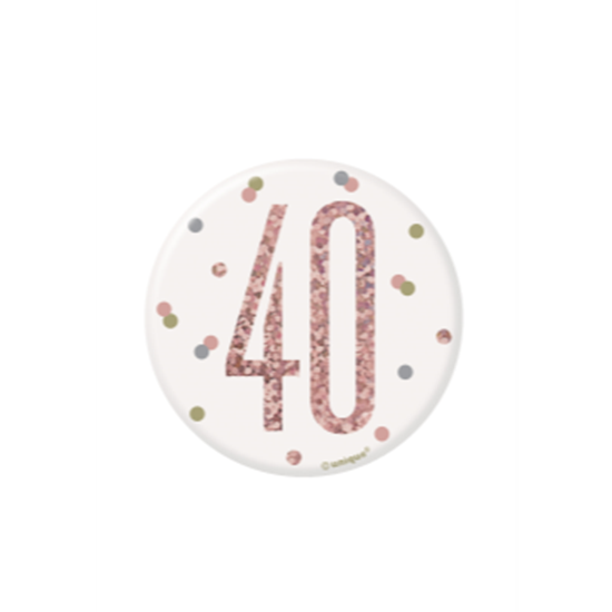 Image sur 40th - GLITZ ROSE GOLD 3" BADGE