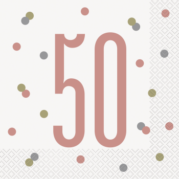Image de 50th - GLITZ ROSE GOLD 50th LUNCHEON NAPKINS