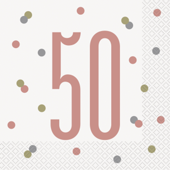 Image sur 50th - GLITZ ROSE GOLD 50th LUNCHEON NAPKINS