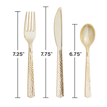 Image de GOLD METALLIC HAMMERED ASSORTED CUTLERY