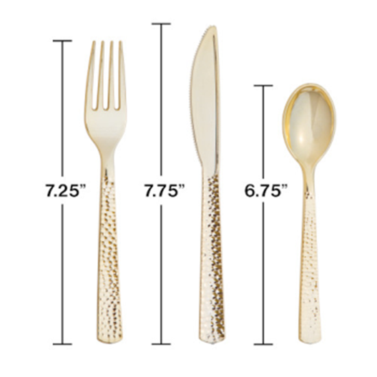 Image sur GOLD METALLIC HAMMERED ASSORTED CUTLERY