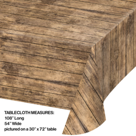 Image sur TABLEWARE - BROWN WOOD GRAIN PLASTIC TABLE COVER