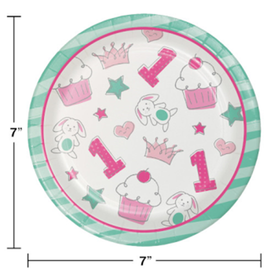 Image sur DOODLE 1st BIRTHDAY PINK - 7" PLATES
