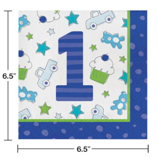 Picture of DOODLE 1st BIRTHDAY BLUE - LUNCHEON NAPKINS