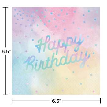 Picture of TABLEWARE - IRIDESCENT HAPPY BIRTHDAY LUNCHEON NAPKINS