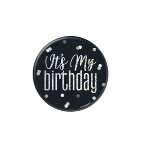 Picture of WEARABLES - 3" BIRTHDAY GLITZ BLACK BADGE - BIRTHDAY