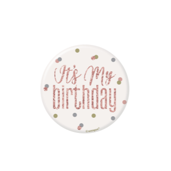 Picture of WEARABLES - 3" BADGE GLITZ ROSE GOLD  - MY BIRTHDAY