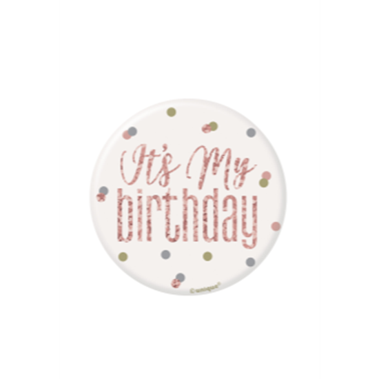 Image sur WEARABLES - 3" BADGE GLITZ ROSE GOLD  - MY BIRTHDAY